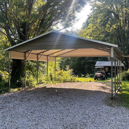 Cocoa Brown A-Frame Carport with Gables | Custom Structures Direct