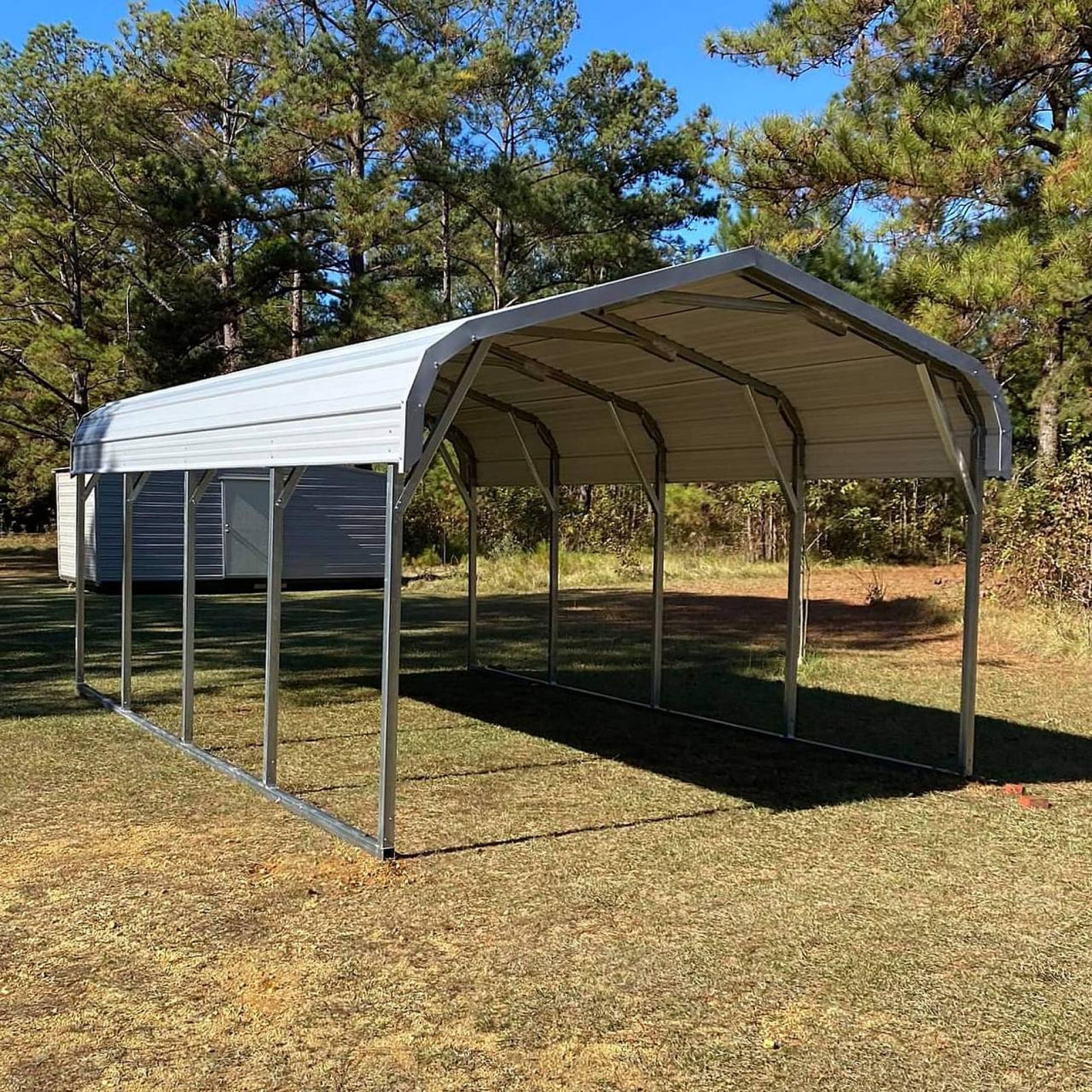 Light Grey Traditional Carport | Custom Structures Direct