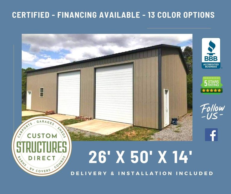 Vertical Siding Garage with Chain Hoist Doors Custom Structures Direct